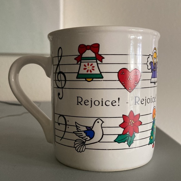 Rejoice Joy to the World Christmas Dove Angels Bells Music Notes Hallmark Mug - Picture 2 of 9